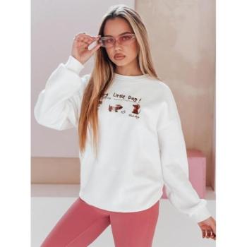 Pulóverek - Női fehér pulóver hímzett tacskó mintákkal BY1498 kép