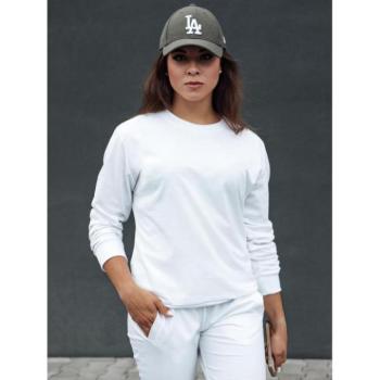 Pulóverek - Női fehér pulóver kapucni nélkül kép