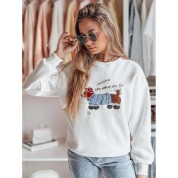 Pulóverek - Női fehér pulóver kutyás hímzéssel BY1478 kép