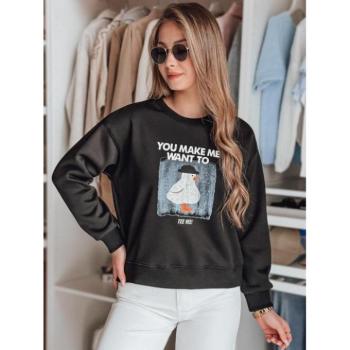 Pulóverek - Női fekete pulóver mintával BY1429 kép