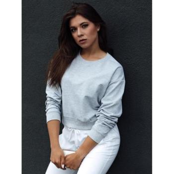 Pulóverek - Női rövid pulóver világos szürke színben kép