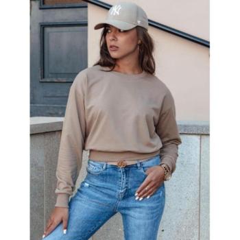 Pulóverek - Női rövid pulóver világosbarna színben kép