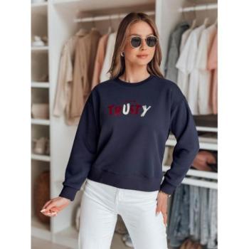 Pulóverek - Női sötétkék pulóver hímzéssel BY1410 kép