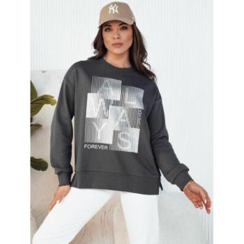 Pulóverek - Női sötétszürke pulóver mintával kép