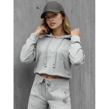 Pulóverek - Női világos szürke kapucnis pulóver BY1533 kép