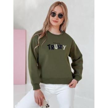 Pulóverek - Női zöld pulóver hímzéssel BY1409 kép