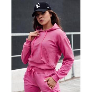 Pulóverek - Rózsaszín rövid női kapucnis pulóver kép