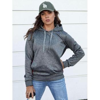 Pulóverek - Sötét szürke női kapucnis pulóver kép