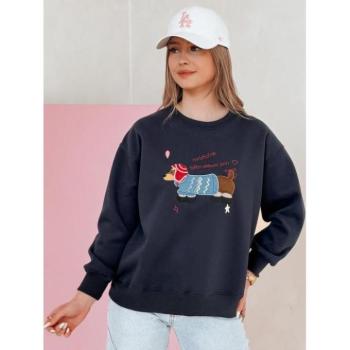 Pulóverek - Sötétkék női pulóver kutyás hímzéssel BY1480 kép