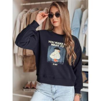 Pulóverek - Sötétkék női pulóver mintával BY1428 kép