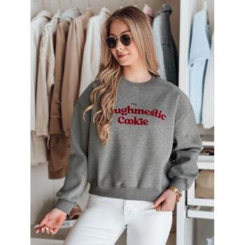 Pulóverek - Sötétszürke női pulóver mintával BY1443 kép