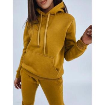 Pulóverek - Sportos női kapucnis pulóver, teve színben kép