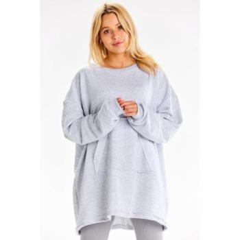 Pulóverek - Szürke színű, oversize női pulóver kép