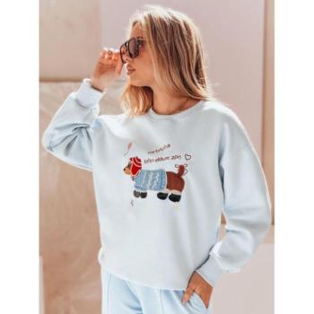 Pulóverek - Világoskék női pulóver kutyás hímzéssel BY1479 kép