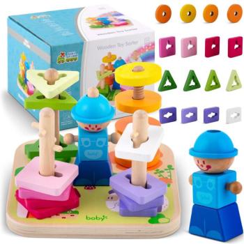 Ricokids fából készült Játékválogató puzzle - Lila, Rózsaszín kép