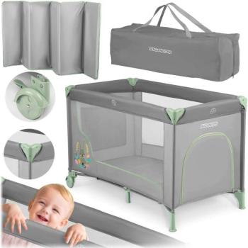 RicoKids Utazóágy matraccal, 125x65x78cm, 15kg - Szürke, Menta kép