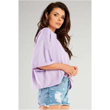 Rövid ujjú - Bő lila póló, széles ujjal kép
