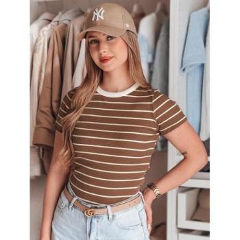 Rövid ujjú - Csíkos női póló barna színben RY2810 kép