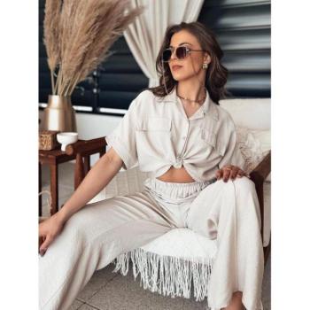 Rövid ujjú ingek - Női rövid bézs ing kép