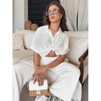 Rövid ujjú ingek - Rövid női ing fehér színben kép