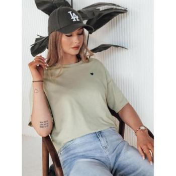 Rövid ujjú - Laza női póló pisztácia színben kép