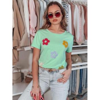 Rövid ujjú - Menta színű női 3D virágos póló RY2743 kép