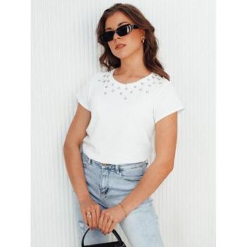 Rövid ujjú - Női fehér póló díszítéssel kép