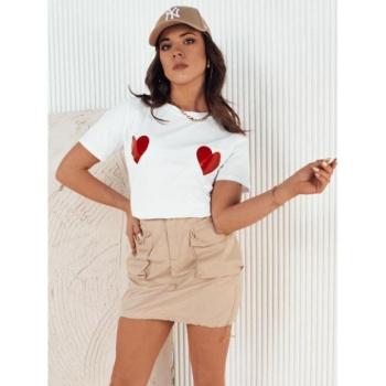 Rövid ujjú - Női fehér póló szívmintával kép