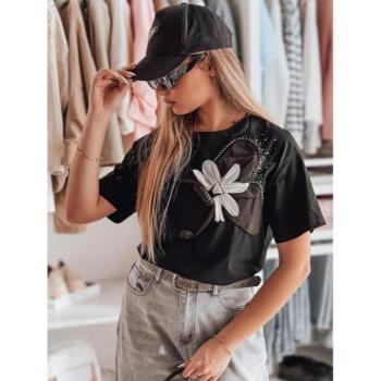 Rövid ujjú - Női fekete 3D pillangós póló RY2717 kép