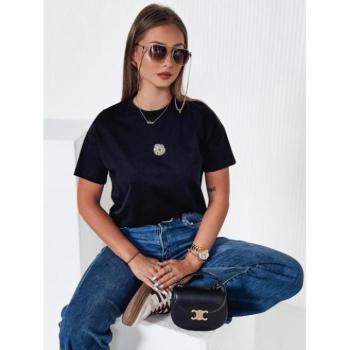 Rövid ujjú - Női fekete virágmintás póló RY2558 kép