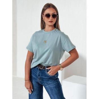 Rövid ujjú - Női világoskék virágmintás póló RY2557 kép