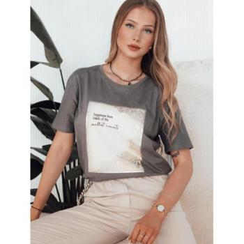 Rövid ujjú - Sötétszürke pamut póló mintával kép