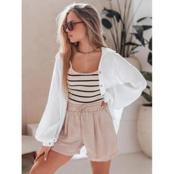 Rövidnadrágok - Női bézs színű vászon rövidnadrág SY0458 kép