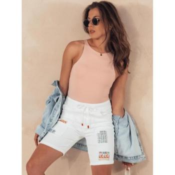 Rövidnadrágok - Női fehér farmer rövidnadrág foltokkal kép