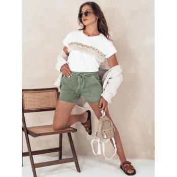 Rövidnadrágok - Olajzöld női rövidnadrág rugalmas derékkal kép