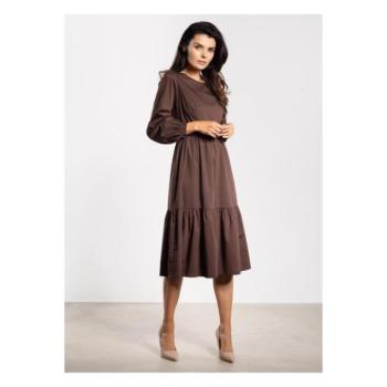 Ruhák hétköznapi viseletre - Bő, barna ruha fodros díszítéssel kép