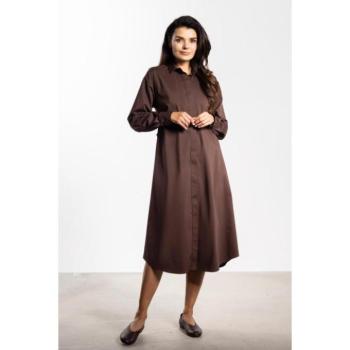 Ruhák hétköznapi viseletre - Csokoládé színű női ingruha övvel kép