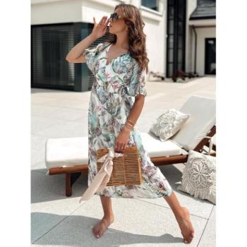 Ruhák hétköznapi viseletre - Fehér midi ruha mintával kép