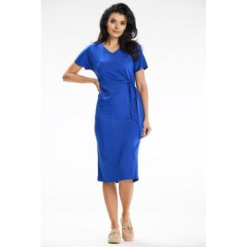 Ruhák hétköznapi viseletre - Női kék midi ruha megkötővel kép