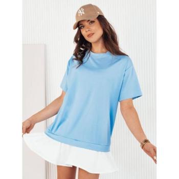 Ruhák hétköznapi viseletre - Női kék ruha fodros díszítéssel kép