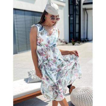 Ruhák hétköznapi viseletre - Női színes virágos ruha fodros díszítéssel kép