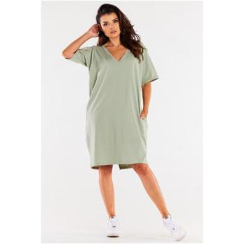 Ruhák hétköznapi viseletre - Oversize menta  ruha, V alakú nyakkivágással kép