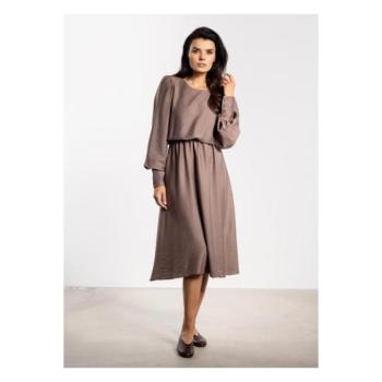 Ruhák hétköznapi viseletre - Sötét bézs színű, bő midi ruha kép