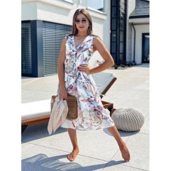 Ruhák hétköznapi viseletre - Színes virágmintás ruha fodros díszítéssel kép