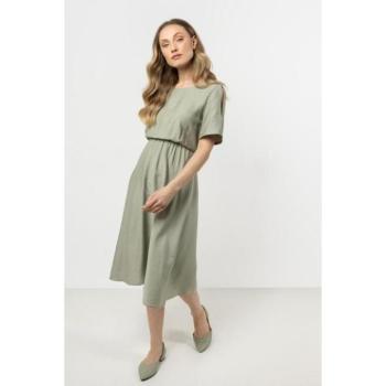 Ruhák hétköznapi viseletre - Zöld női midi ruha rövid ujjal kép