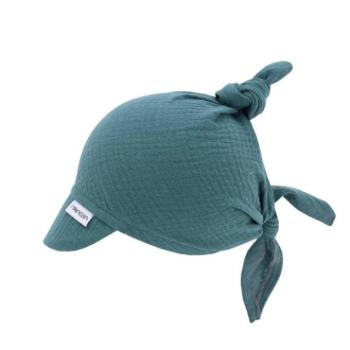 Sapkák és hajpántok babáknak - Kék gyereksapka csúcsos dísszel kép