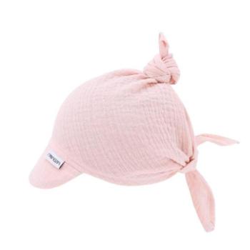 Sapkák és hajpántok babáknak - Világos rózsaszín babasapka díszítéssel kép