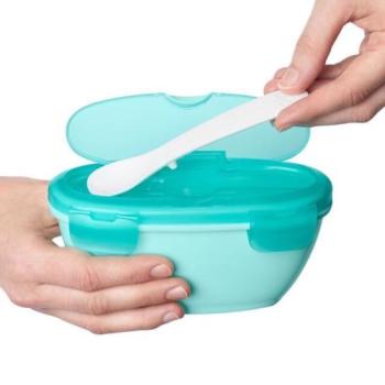 SKIP HOP Tálka kanállal védőtokban Easy Serve Teal 240 ml, 3m+ kép