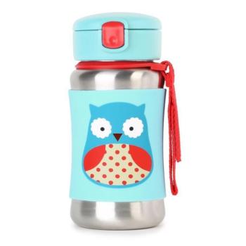 SKIP HOP Zoo Rozsdamentes Acél Szívószálas Vízüveg Bagoly 12h+ kép