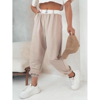 Sport nadrágok - Női bézs színű magas derekú laza nadrág kép